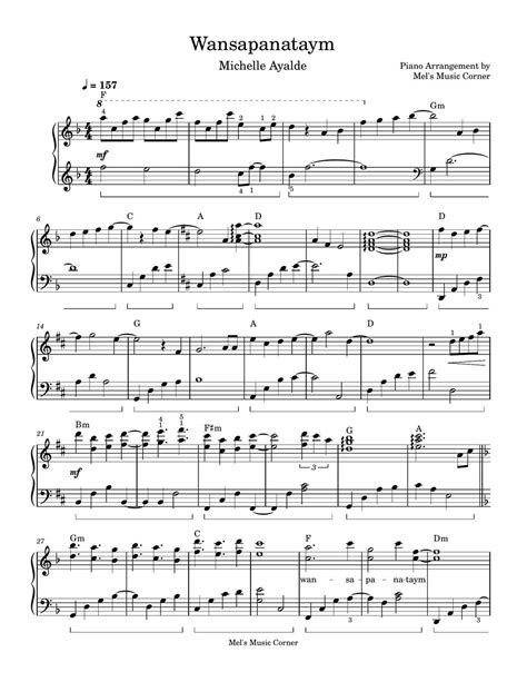Wansapanataym (piano sheet music) .